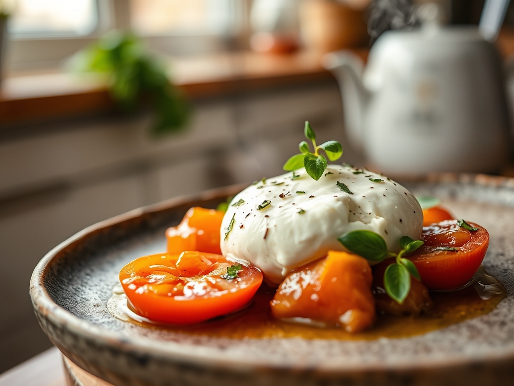 Burrata mit bunten Tomaten