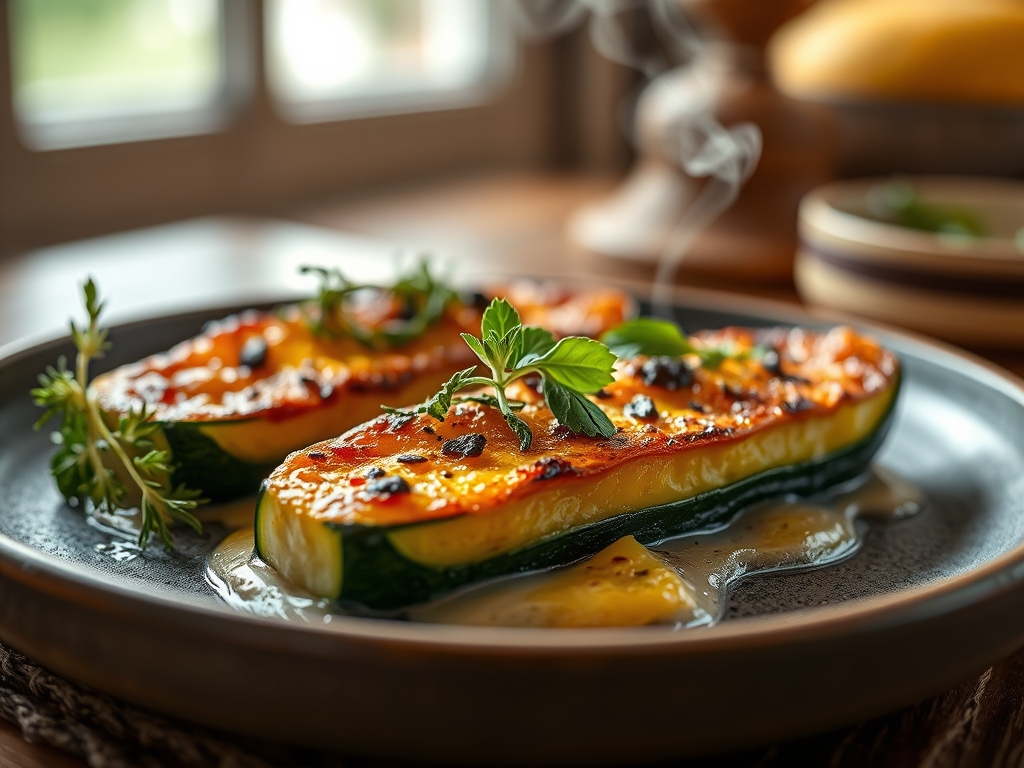 Gefuellte Zucchini Schiffchen