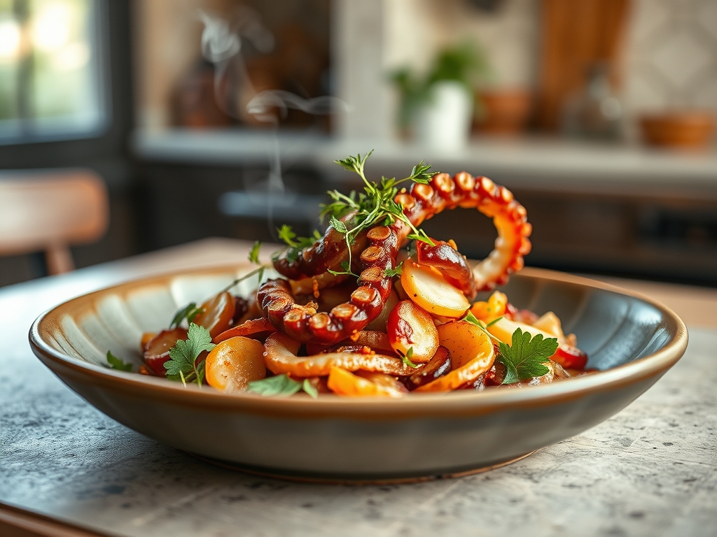 Oktopus Salat rustikal